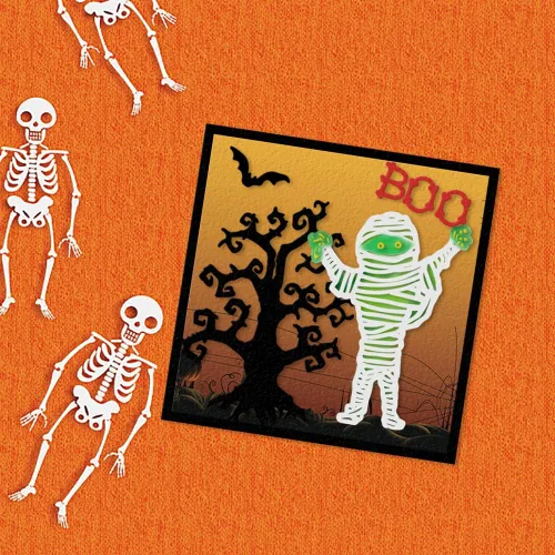 Miniatura 3 de Juego de troqueles de momia de Halloween para hacer tarjetas, juegos de troqueles de corte de murciélagos de Halloween, 31 de octubre, plantillas