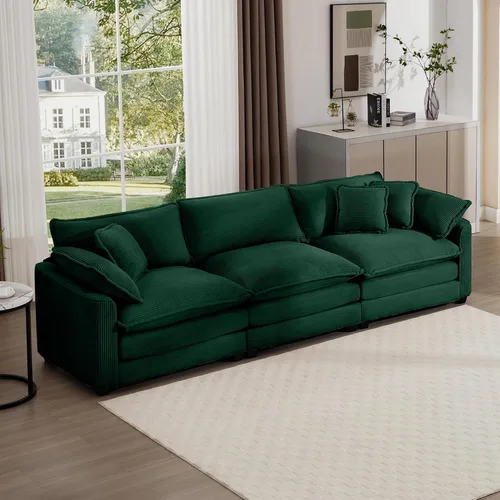Miniatura 22 de Aoowow Sofá de dos plazas de pana, modernos sofás de nube de 2 plazas para sala de estar, sofás modulares de nube seccionales con asiento profundo