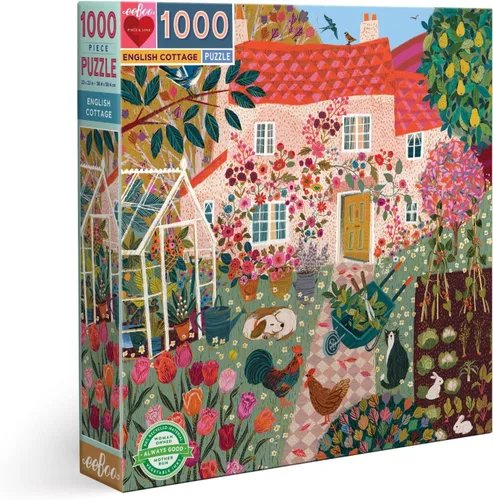 Miniatura 17 de eeBoo Rompecabezas de 1000 piezas – Artist's Cottage rompecabezas para adultos, cuadrado de 23 x 23 pulgadas, fabricado con tablero reciclado