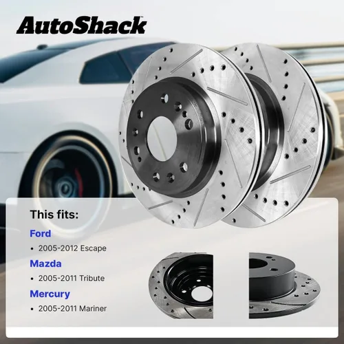 Miniatura 2 de AutoShack 11.92" (302.7 mm) Rotores de freno ventilados delanteros con revestimiento de reemplazo para 2005-2012 Ford Escape 2005-2011 Mercury