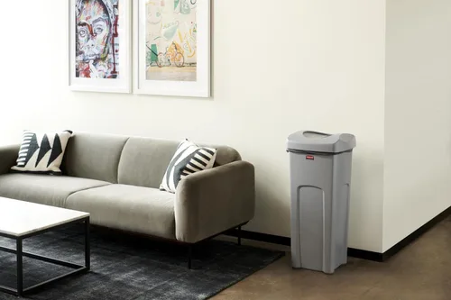 Miniatura 2 de Rubbermaid Commercial - bote de basura cuadrada intocable, Gris
