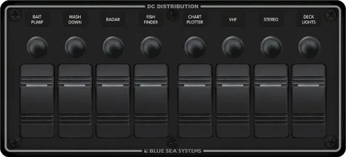 Blue Sea Systems 8371 Panel de disyuntor resistente al agua 8 posición-negro