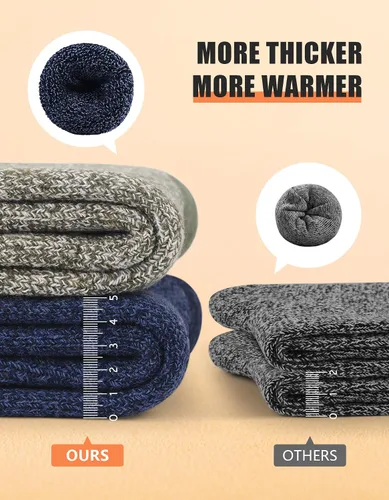 Miniatura 3 de UUMIAER Calcetines de lana merino para hombre, 5 pares de calcetines térmicos de lana para senderismo, calcetines gruesos de invierno