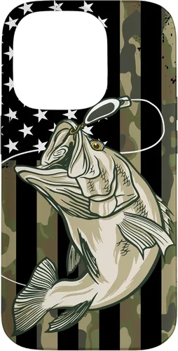 Miniatura 17 de Funda de camuflaje para iPhone 16, diseño de bandera estadounidense, pescador, pescador, camuflaje