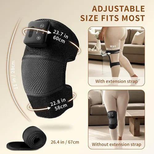 Miniatura 5 de Nekteck - Masajeador de rodilla, rodillera calentada inalámbrica 3 en 1 con vibración para alivio del dolor, almohadilla de calentamiento de rodilla