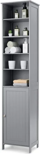 GLACER Gabinete de almacenamiento de 72 pulgadas de alto, gabinete de piso de baño con estantes ajustables, gabinete de almacenamiento estrecho que