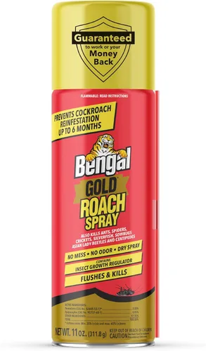 Bengal Gold Spray para Cucarachas - Spray para Insectos Inodoro y sin Manchas para el Hogar - Previene la Reinfestación hasta por 6 Meses - 325 ml
