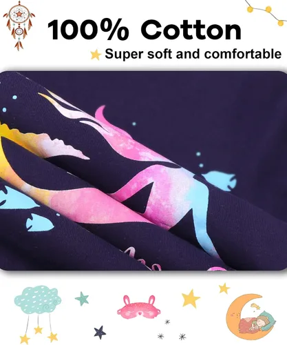 Miniatura 5 de DAUGHTER QUEEN Pijama de algodón para niñas de 4 piezas, talla 18 meses-12 años