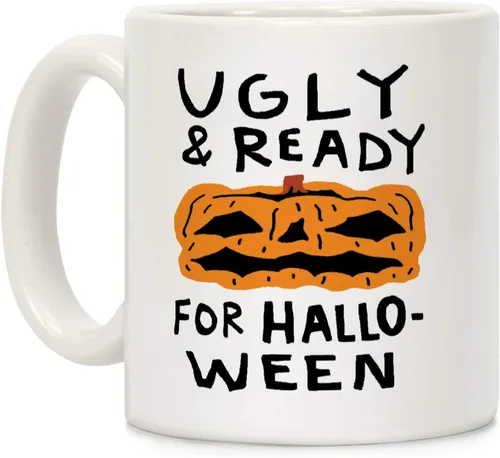 Miniatura 160 de LookHUMAN Taza de Café de Halloween – Halloween Is Meowgical Tazas, Taza de Café Espeluznante Idea de Regalos de Taza, 15 Onzas 10-Blanco