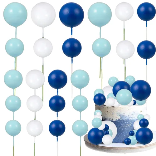 Miniatura 50 de Gyufise 30 Piezas Bolas Topper para Pastel DIY Insertables para Pastel Palillos de Bolas para Pastel Topper para Cupcakes para Fiesta de Cumpleaños
