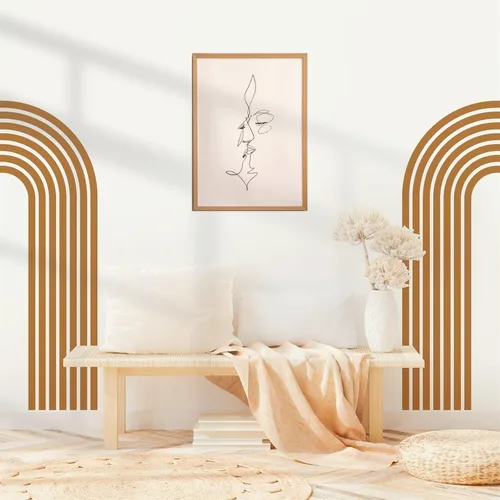 Kazova - Calcomanía de arco de pared marrón - Grandes calcomanías modernas de estilo boho para cabecero, abstractas, retro, para despegar y pegar,