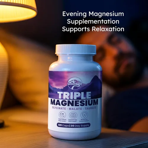 Miniatura 6 de Complejo triple de magnesio – 300 mg por porción – glicinato, taurato, malato – quelado, suave para el estómago – Etiqueta limpia – Hecho en Estados