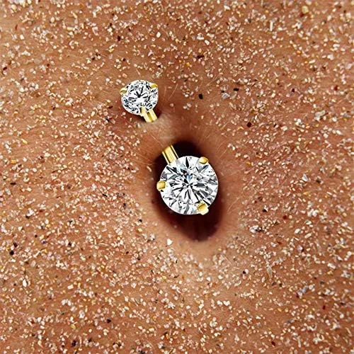 Miniatura 3 de Gnoliew Anillos de Ombligo Redondos de Circonita Cúbica, Piercing de Ombligo con Barra de Pesas