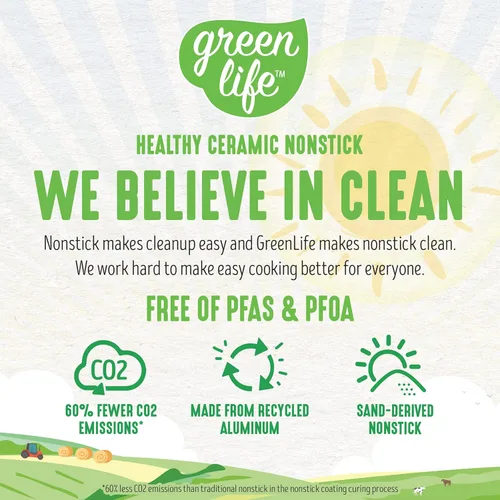 Miniatura 5 de GreenLife Sandstone Healthy Ceramic Antiadherente, juego de ollas de cocina y sartenes para freír, sin PFAS, apto para lavavajillas, azul