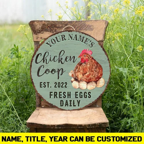 Miniatura 3 de Letrero de madera de gallinero personalizado para gallinero, diseño de granja esponjosa, varios tamaños, nombre personalizado, título y cita