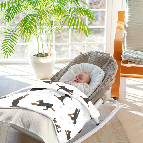 Miniatura 7 de Manta de envoltura para ejercicios de Doberman de algodón para bebés, manta de recepción, manta suave y ligera para envolver para cuna, cochecito
