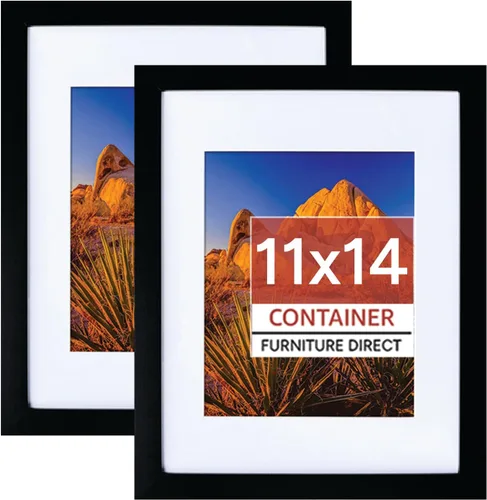 Container Furniture Direct Marcos de fotos colgantes de 11 x 14 pulgadas para pared con plexiglás y doble colgador de montaje para formatos Negro