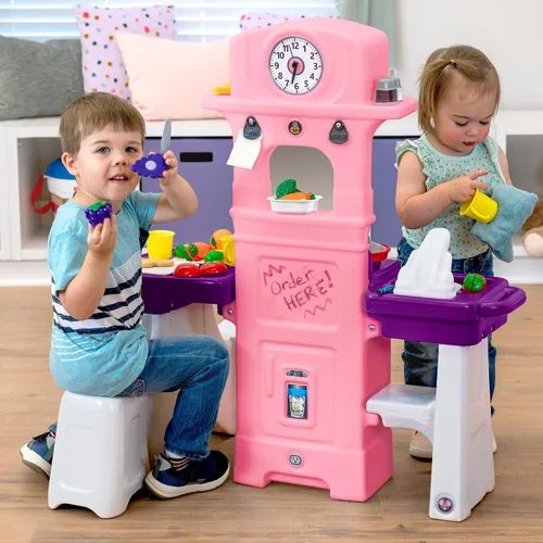 Miniatura 2 de Simplay3 Cooking Kids - Juego de cocina con mesa de 2 asientos y juego de cocina para niños de 32 piezas