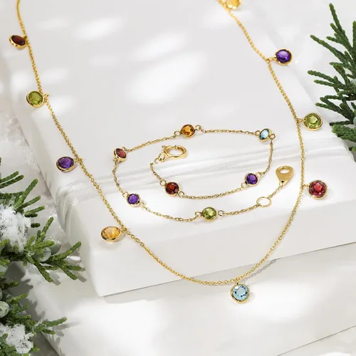 Miniatura 4 de Ross-Simons RS Pure - Collar de estación de piedras preciosas múltiples engastadas con bisel de 2,70 qt en oro amarillo de 14 quilates. 16.0 in