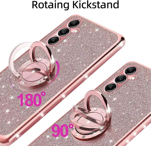 Miniatura 3 de Funda para Samsung A14 0.18 oz, Galaxy A14 0.18 oz Case para mujer con purpurina de cristal suave TPU transparente de lujo Bling linda funda