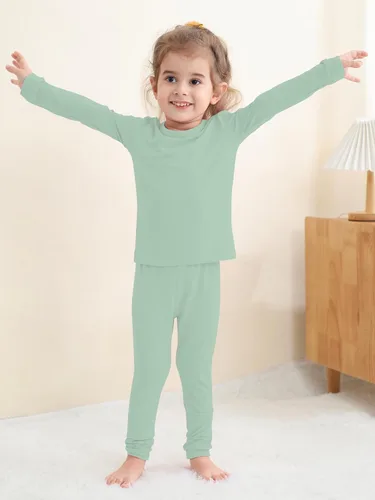 Miniatura 48 de GUISBY Conjunto de pijama de rayón de bambú para niños y niñas, ajuste cómodo, para uso diario, conjunto de pijama de 2 piezas