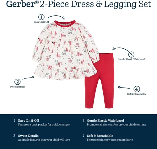 Miniatura 5 de Gerber Conjunto de ropa de juego de 2 piezas para niña pequeña