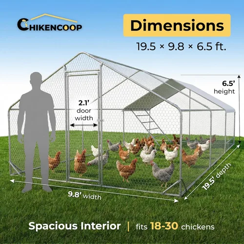 Miniatura 3 de Gallinero grande de metal para gallinero, corral para 40 pollos, jaula de aves de corral con cubierta impermeable para conejos, pato, corren