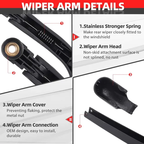 Miniatura 2 de Reemplazo para SCION XB 2004-2006, juego de brazo trasero y escobilla para parabrisas trasero - OTUAYAUTO estilo OEM de fábrica Brazo y cuchilla