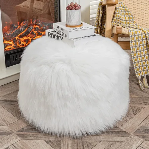 Miniatura 14 de Asuprui Puf Otomano Relleno Reposapiés Puf de Piso Reposapiés 20x12 Pulgadas Puf Redondo Asiento Puf Silla Saco de Frijoles de Piso Silla de Piso
