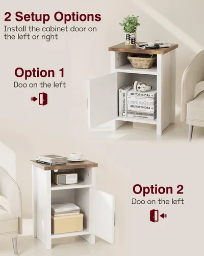 Miniatura 5 de YESHOMY Mesita de noche moderna de granja con estante y puerta de granero, juego de 1 para dormitorio, color blanco