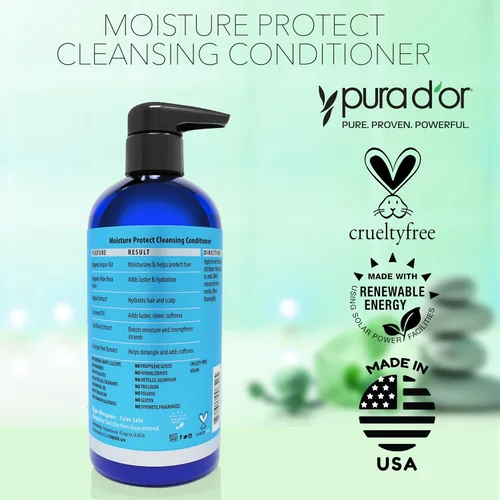 Miniatura 6 de PURA D'OR Acondicionador limpiador de protección de humedad (16 onzas) desenreda y restaura el cabello con aceite de argán, lavanda, sin sulfato