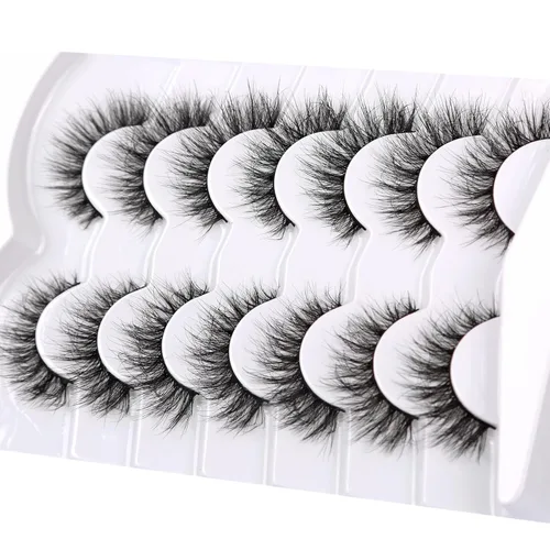 Miniatura 542 de Pooplunch - Pestañas postizas finas de visón sintético, estilo ojo de gato, naturales, cruzadas, tipo racimo, efecto 8D de volumen, tiras