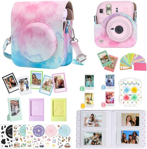CAIYOULE Accesorios para cámara Fuji Instax Mini 12, paquete de accesorios que incluye estuche de PU para la cámara 12, mini álbum de fotos, marcos,