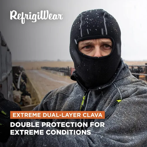 Miniatura 2 de RefrigiWear Mascarilla de pasamontañas cálida de doble capa Polartec con ribete reflectante, Negro