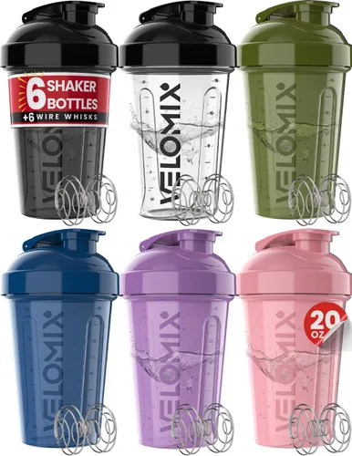 Miniatura 8 de VELOMIX -PAQUETE DE 6- Vasos Agitadores para Batidos de Proteínas de 20 oz - 6x Batidor de Alambre Botella Agitadora de Proteínas a Prueba