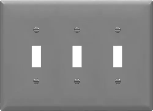 Miniatura 14 de ENERLITES Placa de interruptor triple para pared, placa para interruptor de palanca, acabado brillante, tamaño estándar de 3 posiciones 4.50" x Gris