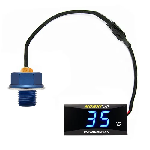 Miniatura 13 de Medidor de temperatura de aceite de motocicleta Medidor digital de temperatura de aceite termómetro electrónico con adaptador de sensor de Azul