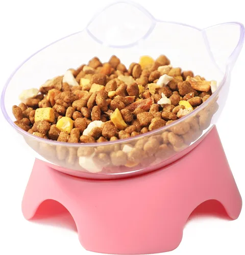 MILIFUN Cuencos elevados de comida para gatos con soporte, platos para gatos para comida o agua, cuenco inclinado, plato para mascotas con soporte