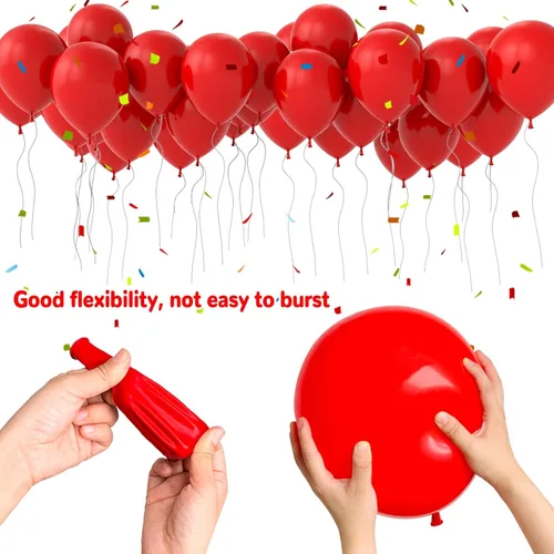 Miniatura 4 de 100 globos rojos y blancos de látex grueso de 12 pulgadas para decoración del día de la madre, día de San Valentín, cumpleaños, boda, día