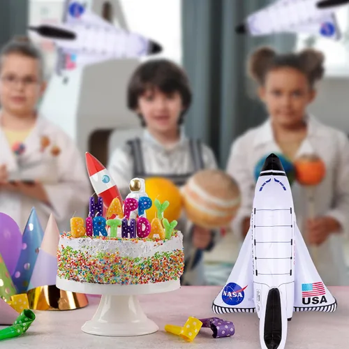 Miniatura 7 de ArtCreativity Inflables de transbordador espacial, juego de 2, 14 pulgadas de largo, decoraciones de fiesta temática del espacio exterior y juguetes