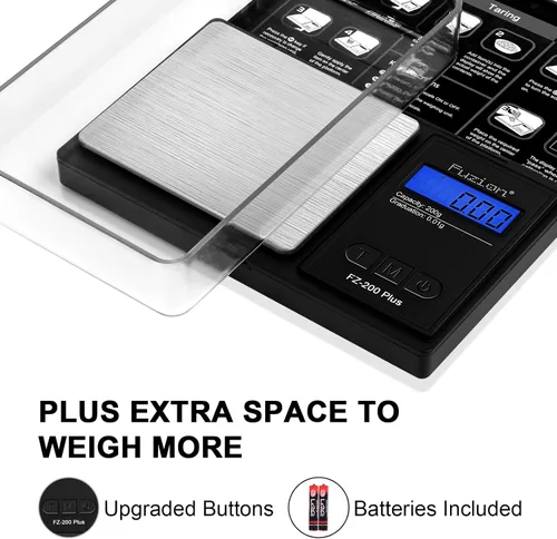 Miniatura 3 de Báscula digital de bolsillo de Fuzion, precisión de 0.01 gramos, báscula mini de 200g, báscula pequeña para alimentos, joyería, hierbas, especias