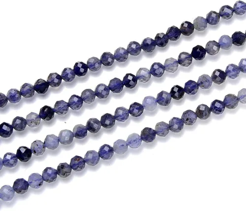 Miniatura 14 de Adabele Cuentas redondas facetadas pequeñas de 0.118 in con piedras preciosas de amazonita azul natural de 15 pulgadas