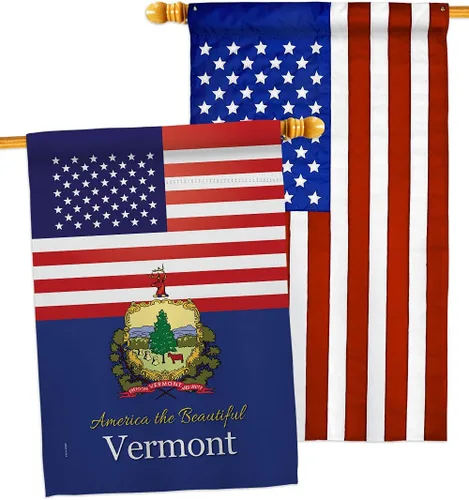 Miniatura 7 de Paquete de banderas de la casa Vermont de Estados Unidos con bordado de Estados Unidos, pequeño y decorativo, 11.0 x 15.7 in