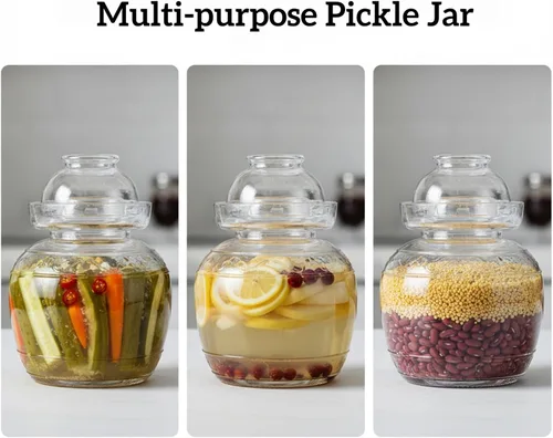 Miniatura 7 de Tarro de vidrio de 1,5 litros con tapa de fermentación, kit de fermentación tradicional con tapa de sellado de agua, tarro de pepinillos