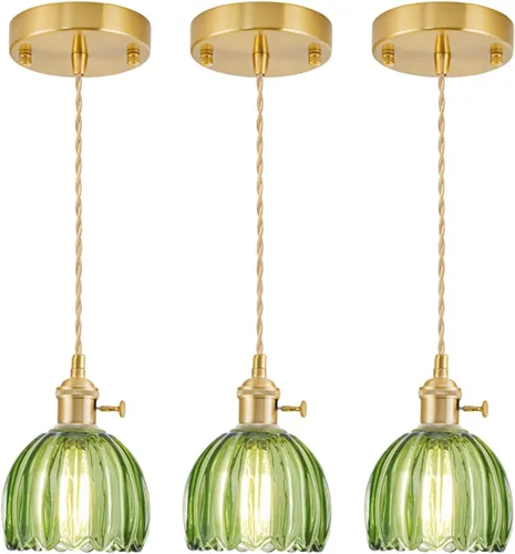 Miniatura 34 de Lámparas colgantes enchufables, lámpara colgante de cristal vintage, mini lámpara colgante de tulipán blanco leche, iluminación colgante para isla
