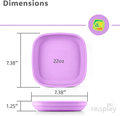 Miniatura 9 de Re-Play Platos para niños pequeños, platos planos de pared profunda de 22 onzas, aptos para lavavajillas y microondas, fabricados en Estados Unidos