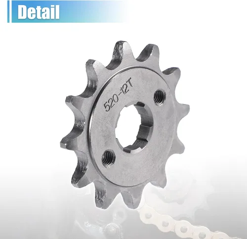Miniatura 6 de X AUTOHAUX 1 Unidades 520 Estilo 12 Dientes 0.787 in ID Motocicleta Delantero Motor Piñón Motocicleta Dirt Pit Bike Mini Bike ATV