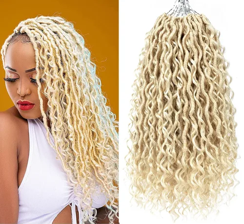 Miniatura 46 de Aipin Goddess Cabello de Ganchillo de 18 Pulgadas Boho River Locs Hippie Locs Ondulado de Ganchillo Con Cabello Rizado en el Medio y Extremos 613