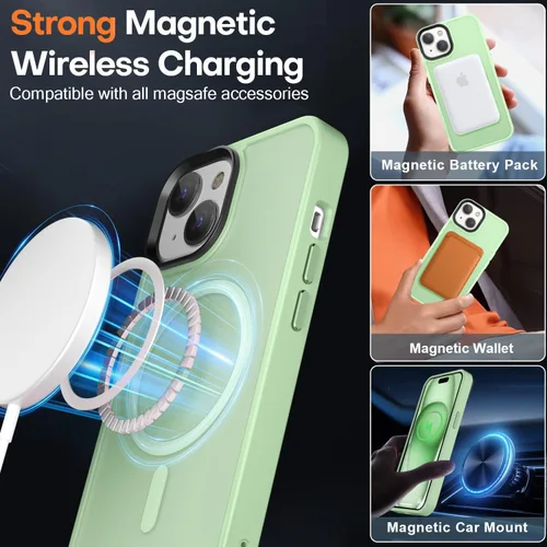 Miniatura 18 de Fuerte magnético para iPhone 11, compatible con Magsafe, [resistente a caídas de 13 pies] Funda trasera translúcida mate con sensación de piel