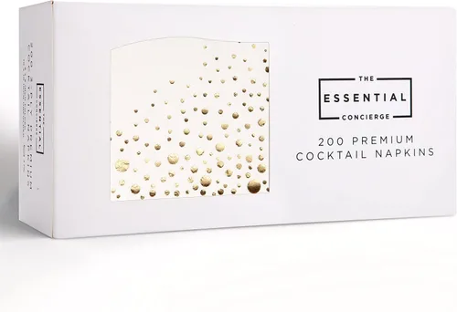 Miniatura 13 de Elegantes servilletas negras y doradas, desechables de 5 x 5 pulgadas, servilletas de cóctel negras y doradas, 100 servilletas doradas y negras